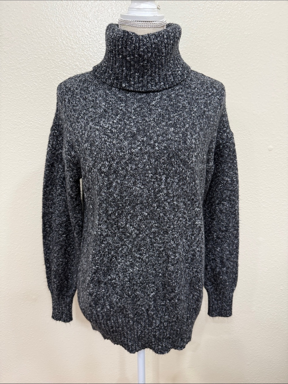 Dip Women's Heather Dark Gray Oversized Turtleneck Sweater Size XS